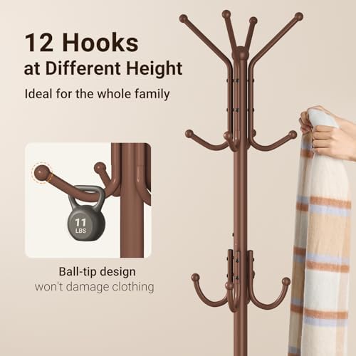 Coat Rack Freestanding, Metal Coat Rack with Umbrella Holder
