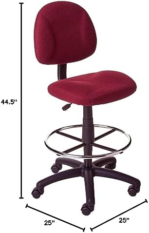 Boss Office Products B1615-BY Ergonomic Works Drafting Chair Without Arms, Burgundy, Mid-Back