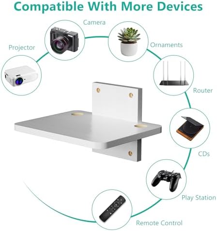 WALI Floating TV Shelf, 1 Tier Projector Shelf for DVD Players, Cable Boxes, Routers, Game Consoles, Living Room Decor Accessories, Wall Mount Shelves Holds Up to 22lbs (CS201NW), 1-Shelf, White