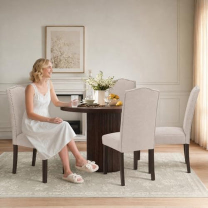 Upholstered Dining Chair Modern Stylish Kitchen Diner Fabric Set of 2