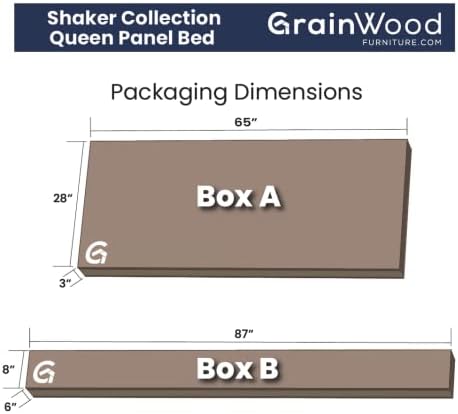 Grain Wood Furniture Shaker Solid Wood Panel Platform Bed, Queen Size, Walnut