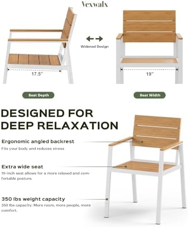 Vexwalx 10 Pcs Outdoor Dining Set, 67" HDPS Dining Set for 8, White-Teak
