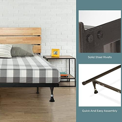 Greaton, Advanced Bed Frame with Wheels | Single Angle Iron Center Support, Re-Rolled Rail Steel, Locking Wheels on Rug Rollers, Double Riveted 6 Steel Legs, Fits King