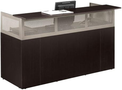 NBF Reception Desk Front Counter Workstation for Office Lobby Reception Area, 75" W x 29" D, Gray, At Work Collection
