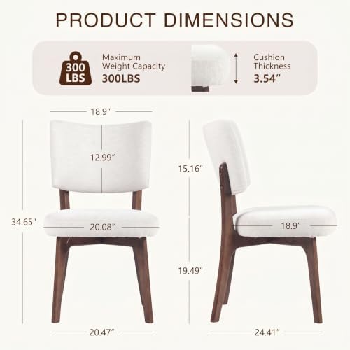 YOUNIKE Wooden Dining Chairs Set of 8, Chenille Fabric Upholstered Dining Room Chairs Kitchen Side Chairs, Farmhouse Dinner Chairs with Solid Wood Legs for Kitchen Dining Vanity, Beige
