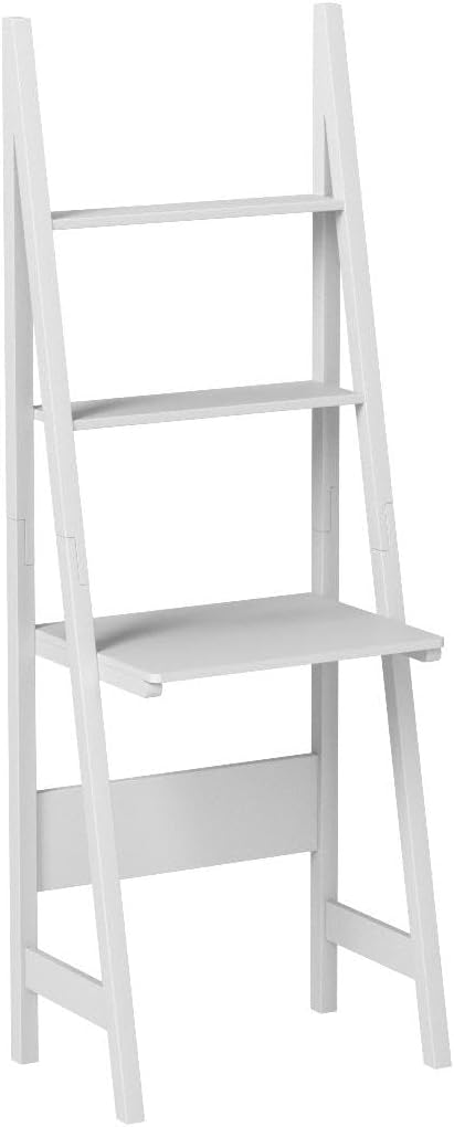 Haotian Ladder Desk with Shelves, Wall Desk for Small Space, Secretary Desk Workstation Dresser Shelf Freestanding Bookshelf, White FRG60-W | Freestanding Bookcase Desk for Storage & Study in Small Space, FRG60-W