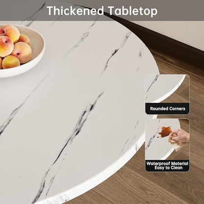 White Marble Round Dining Table 24" Circle Tulip Table 2 People