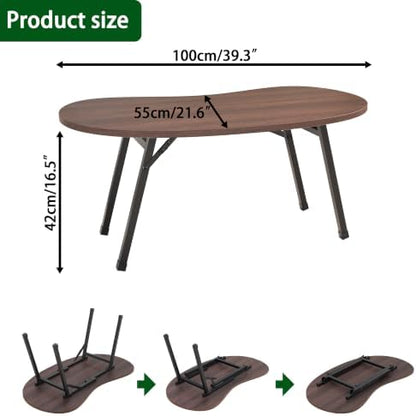 Folding Coffee Tables,Mid Century Modern Coffee Table Easy Assembly,Walnut