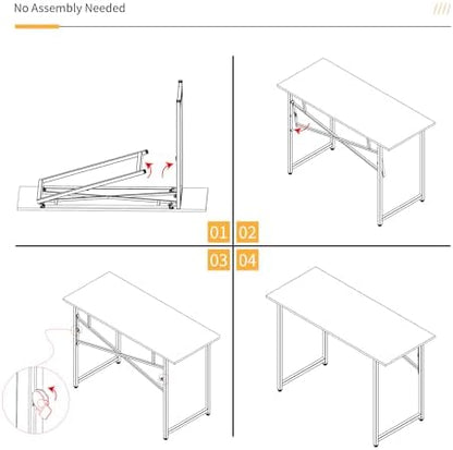 Lutown-Teen Folding Desk 47 inch No Assembly Required, White