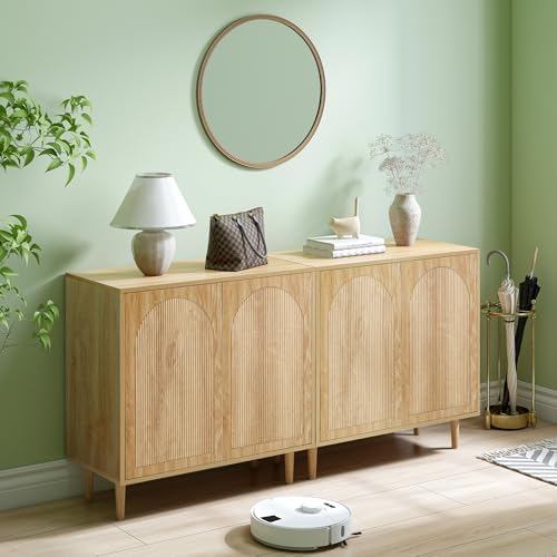 31.5” Oak Sideboard Buffet Cabinet with Storage Set of 2