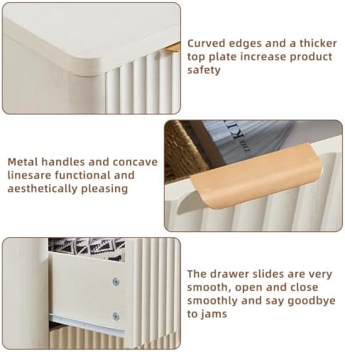 LEYAOYAO Fluted 6 Drawers Dresser for Bedroom Set of 2, 42" Tall Modern Chest of Drawers with Metal Handle, Curved Profile Design,Wood Drawer Organizer for Bedroom, Living Room,Antique White
