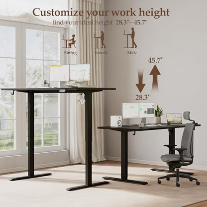 Klicelor 55x28" Deep Electric Height Adjustable Standing Desk, Black