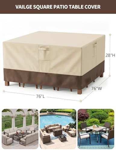 Vailge Patio Outdoor Furniture Covers Waterproof,Square Outdoor Table Cover