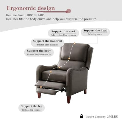 HULALA HOME Genuine Leather Recliner Chair Set of 2, Cocoa