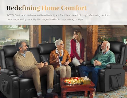 Recliner Sofa, Massage Reclining Sofa 3 Seater Sets Heavy Weight Capacity, RV Loveseat Couch Clearance with Console, USB, Type C Port, Storage, Cup Holders, Wall Hugger Chair for Living Room