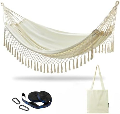 Brazilian Double Hammock with Tassels, King Size, 500 lb Capacity