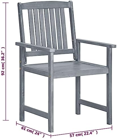 Garden Chair Set of 8 Grey Solid Acacia Wood Medium Durable,Solid Acacia Wood Garden Chair Set Stylish & Durable Outdoor Furniture for, Patio or Terrace Outdoor Furniture