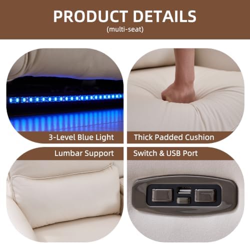 Bonzy Home Power Recliner Sofa Set, Single Sofa+Loveseat+3 Seat, White