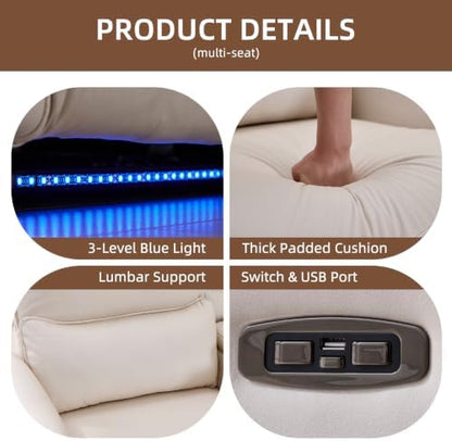 Bonzy Home Power Recliner Sofa Set, Single Sofa+Loveseat+3 Seat, White