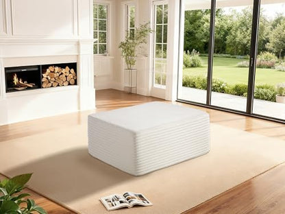 37" Cloud Sectional Couch Ottoman for Living Room, Extra Deep Seats No Assembly, Minimalist Modular Couch, Corduroy (Cream, Single Ottoman)
