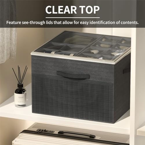 Shoe Organizer for Closet,2 Pack Foldable Shoe Storage Organizer Box Bin with Adjustable Dividers and Clear Cover, Fits up to 16-32 Pairs