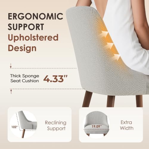 MALOL Upholstered Dining Chairs Set of 6, High-Back Dining Room Chair with Wood Legs, Padded Kitchen Chairs for Dining Room/Restaurant/Cafe, Light Grey