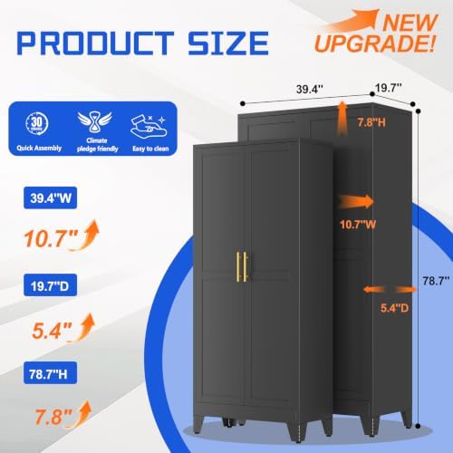 GAIOUS 79" Tall New Update Kitchen Pantry Cabinet, Metal Storage Cabinet