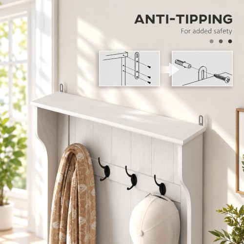 HOMCOM Hall Tree with Shoe Storage, Entryway Coat Rack with Bench, White