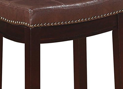 Linon Home Décor Kingston Backless Linon Claridge Stool, Counter Height, Brown Patch Counter, 12.75"D x 18.25"W x 26.75"H