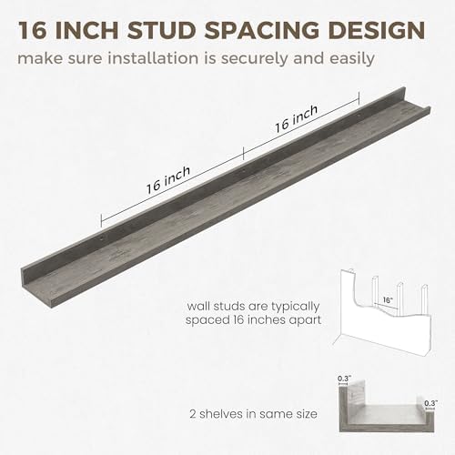 48 Inch Floating Shelves, Grey Picture Ledge Shelf Set of 2