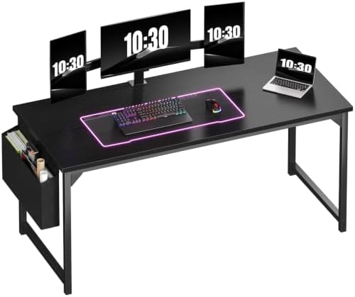OLIXIS Computer Desk, 63 Inch Gaming Desks for Home Office, Black