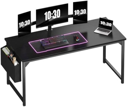 OLIXIS Computer Desk, 63 Inch Gaming Desks for Home Office, Black