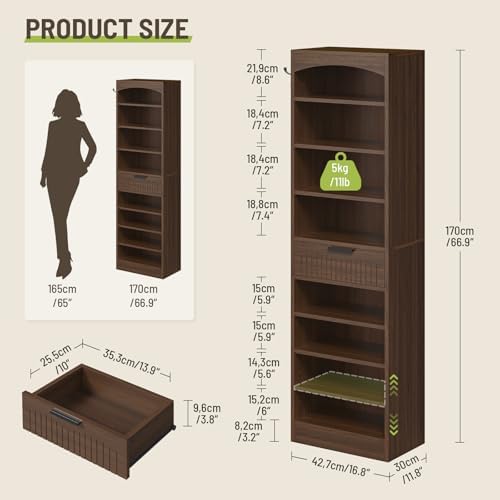 Tall Freestanding Shoe Storage Cabinet for Entryway