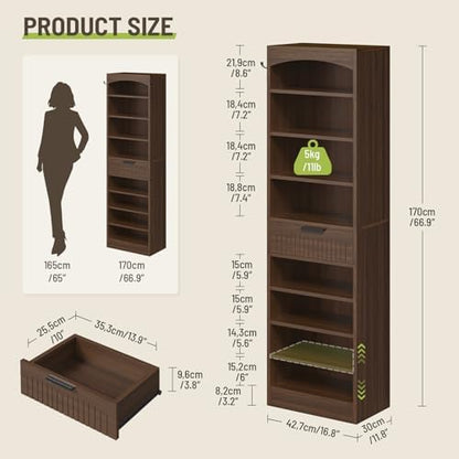 Tall Freestanding Shoe Storage Cabinet for Entryway