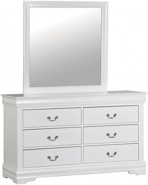 First of a Kind Louis Philippe Traditional Queen Size Bedroom Set 5 Piece with 2 Nightstands Sleigh Style in White Finish - Elegant Classic Solid Wood Bedroom Furniture Set