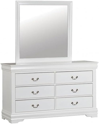 First of a Kind Louis Philippe Traditional Queen Size Bedroom Set 5 Piece with 2 Nightstands Sleigh Style in White Finish - Elegant Classic Solid Wood Bedroom Furniture Set