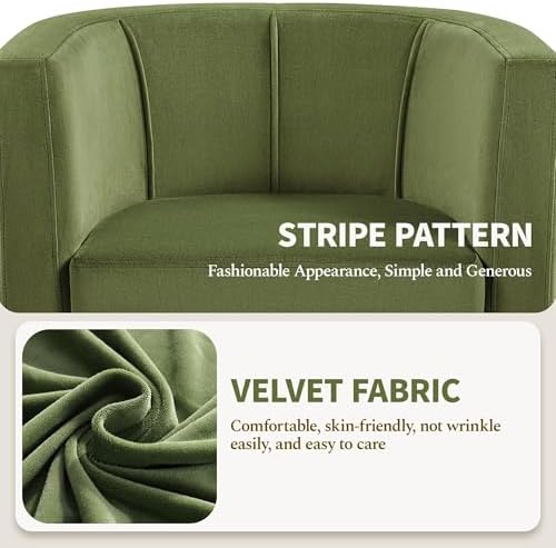 Yaheetech Barrel Accent Chairs Set of 2, Modern Armchairs, Olive Green