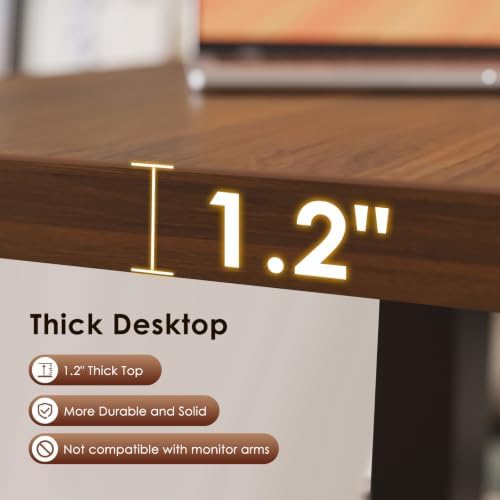 OffiGo 79 Inch Executive Electric Standing Desk Height Adjustable, Walnut