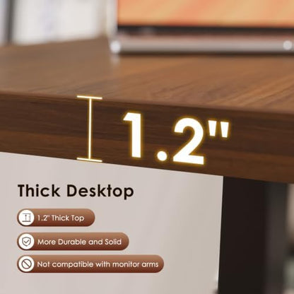 OffiGo 79 Inch Executive Electric Standing Desk Height Adjustable, Walnut