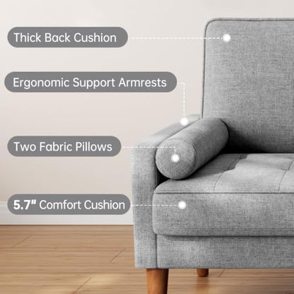 Vesgantti 48" Loveseat Sofa, Small Couch with Solid Wood Legs, Light Gray
