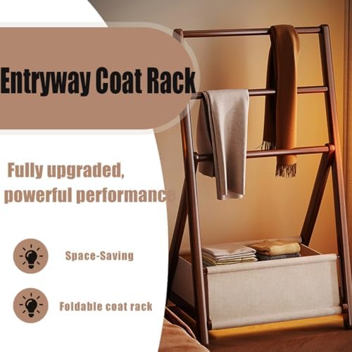 Wood hall tree, Clothes racks for hanging clothes, Collapsible clothing rack, coat rack freestanding for Coats, Hats, Handbags and Scarves, for Entryway(Fabric Panel Style (50cmLength))