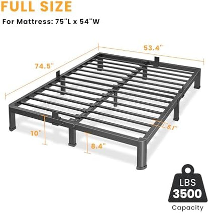 Superay 10 Inch Full Size Metal Platform Bed Frame with Round Corners Leg