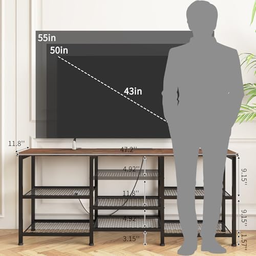 YGEOMER Entertainment Center for TVs Up to 50inch, Rustic Brown