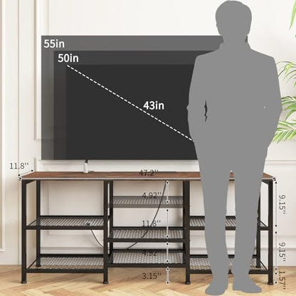 YGEOMER Entertainment Center for TVs Up to 50inch, Rustic Brown