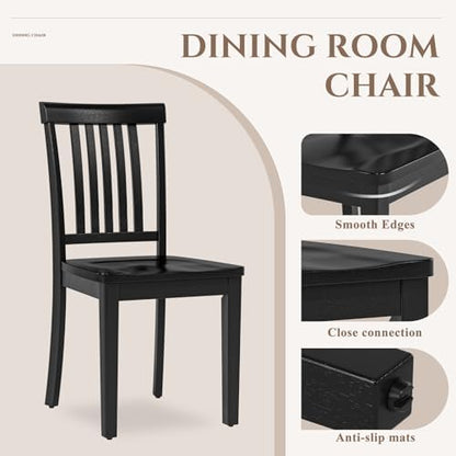 COLAMY Wooden Dining Room Chairs Set of 6, Spindle High Back Windsor Kitchen Side Chair, Farmhouse Dining Chairs for Kitchen, Dining Room, Black