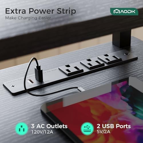 AODK 55 Inch Electric Standing Desk with Drawers & Keyboard Tray, Black