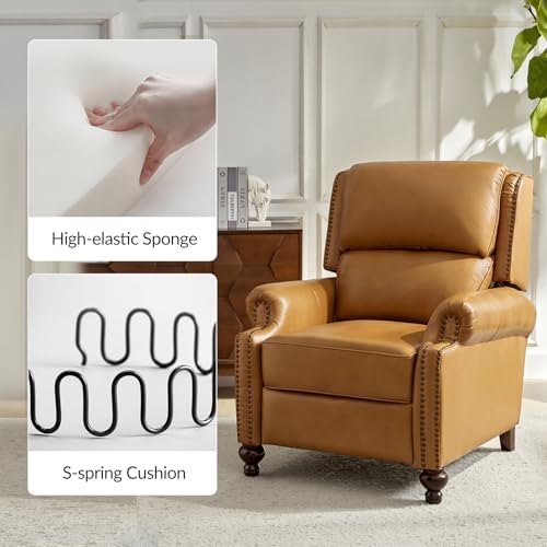 HULALA HOME Genuine Leather Recliner Chair, Camel