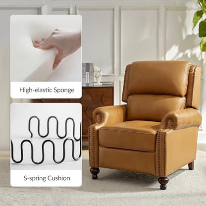HULALA HOME Genuine Leather Recliner Chair, Camel