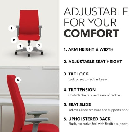 HON Ignition 2.0 Ergonomic Office Chair, Lumbar Support, Desk Chair, Ruby