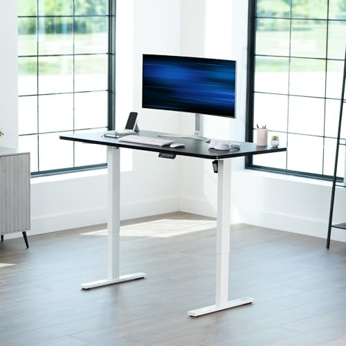 VIVO Electric Standing Desk, Smooth 3-Piece 60" x 30" Black Top